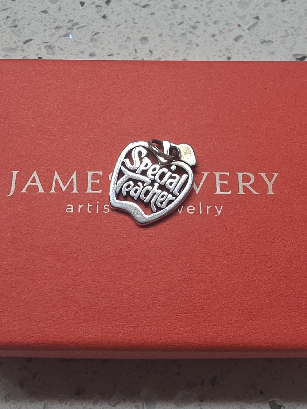 James Avery Silver "Special Teacher" Apple Charm
